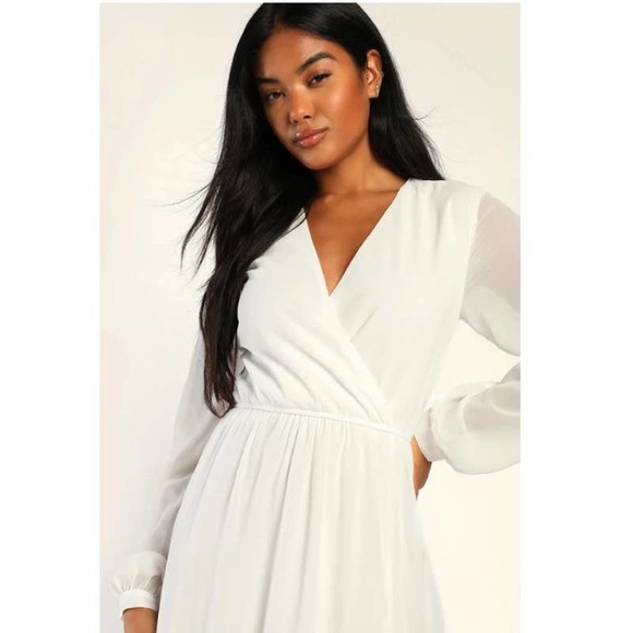 Lulu's Wondrous Water Lilies White Maxi Dress Size Large - Picture 2 of 14